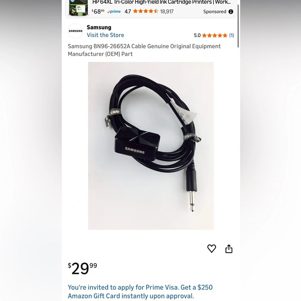 NEW Samsung IR Extender Cable BN96-26652A​